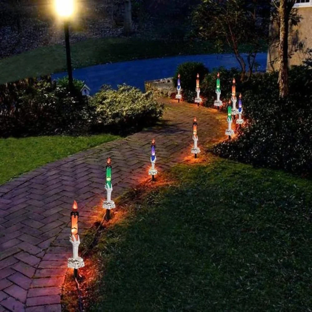 Home 5‎ Pack Orange Skull Candle Lights with Stakes